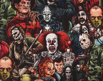 Horror Movie Villains Fabric 100% Cotton Fabric By the Half Yard