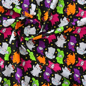 Sanrio Halloween Ghost Fabric Hello Kitty Ghost Fabric Cartoon Cotton Fabric By the Half Yard