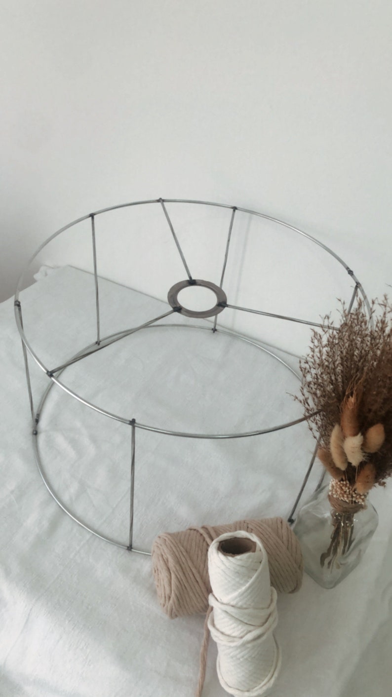 Rahmen für Lampenschirm, runder Metallrahmen, Durchmesser 35 cm, Höhe 20 cm, Makramee Bild 3