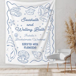 Personalized Bachelorette Party Decor, Seashells and Wedding Bells Bachelorette, Beach Bachelorette Decorations, Bachelorette Backdrop