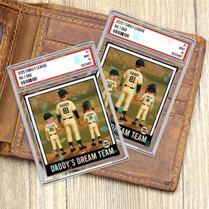 Tarjeta coleccionable personalizada de béisbol número 1 para papá, hombre y niños, estilo billetera, regalo del Día del Padre para papá, abuelo y amante del béisbol.
