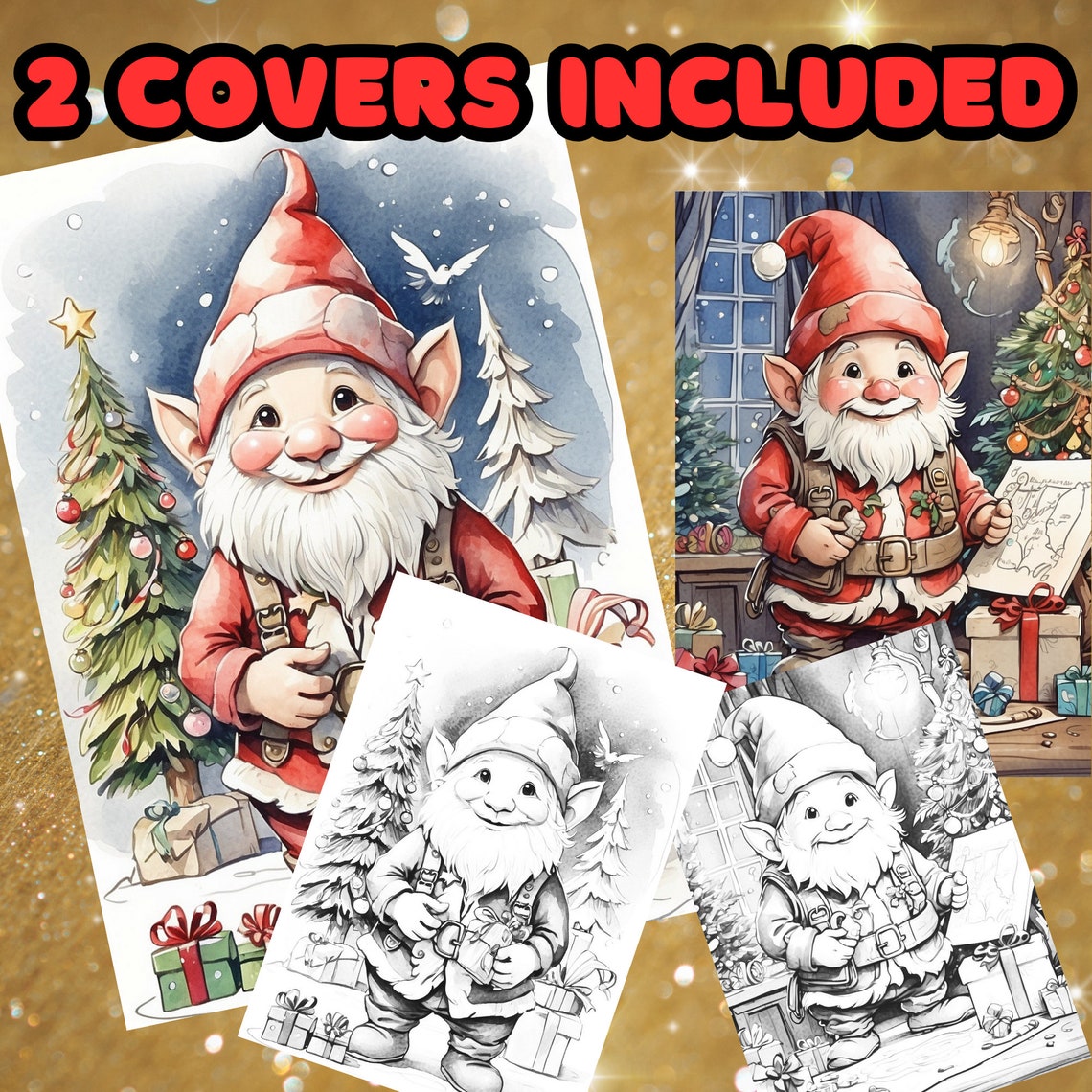 Christmas Gnome Coloring Books Festive Digital Pages for Adults