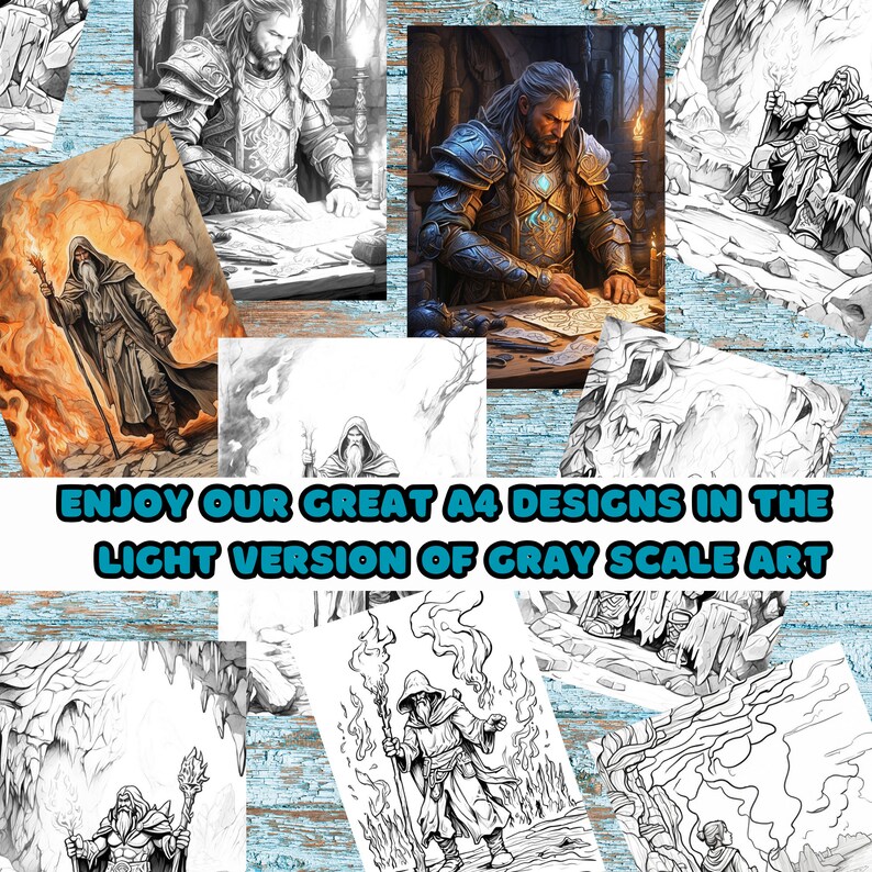 Wizard Coloring Pages for Adults Fantasy Magic & Mage Illustrations