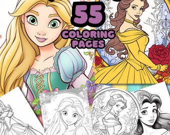 Pagine di libri da colorare delle principesse / Bomboniere delle principesse delle fiabe / Libro da colorare delle principesse / Varietà di pagine da colorare di Royal Lady per ragazze
