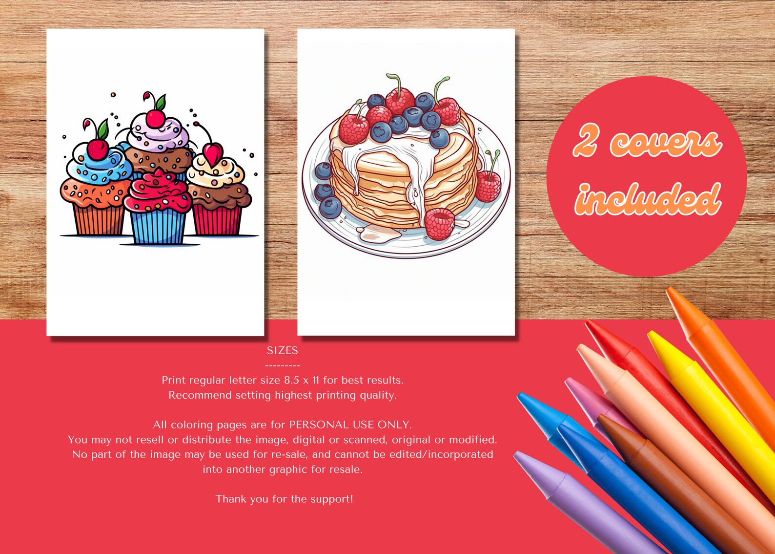 50 Deserts Digital Coloring Book Cake Printable Coloring Sheet PDF ...