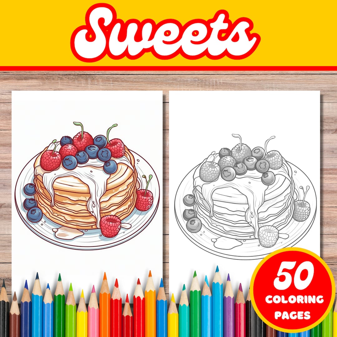 50 Deserts Digital Coloring Book | Cake Printable Coloring Sheet PDF ...