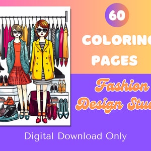 Fashion Designs Coloring Books | Fashion Coloring Book | Dresses Coloring Pages | 60 Printable Coloring Pages | Instant Download PDF