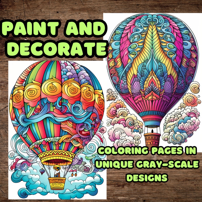 35 Hot Air Balloon Coloring Pages Grayscale Coloring Pages for Adults