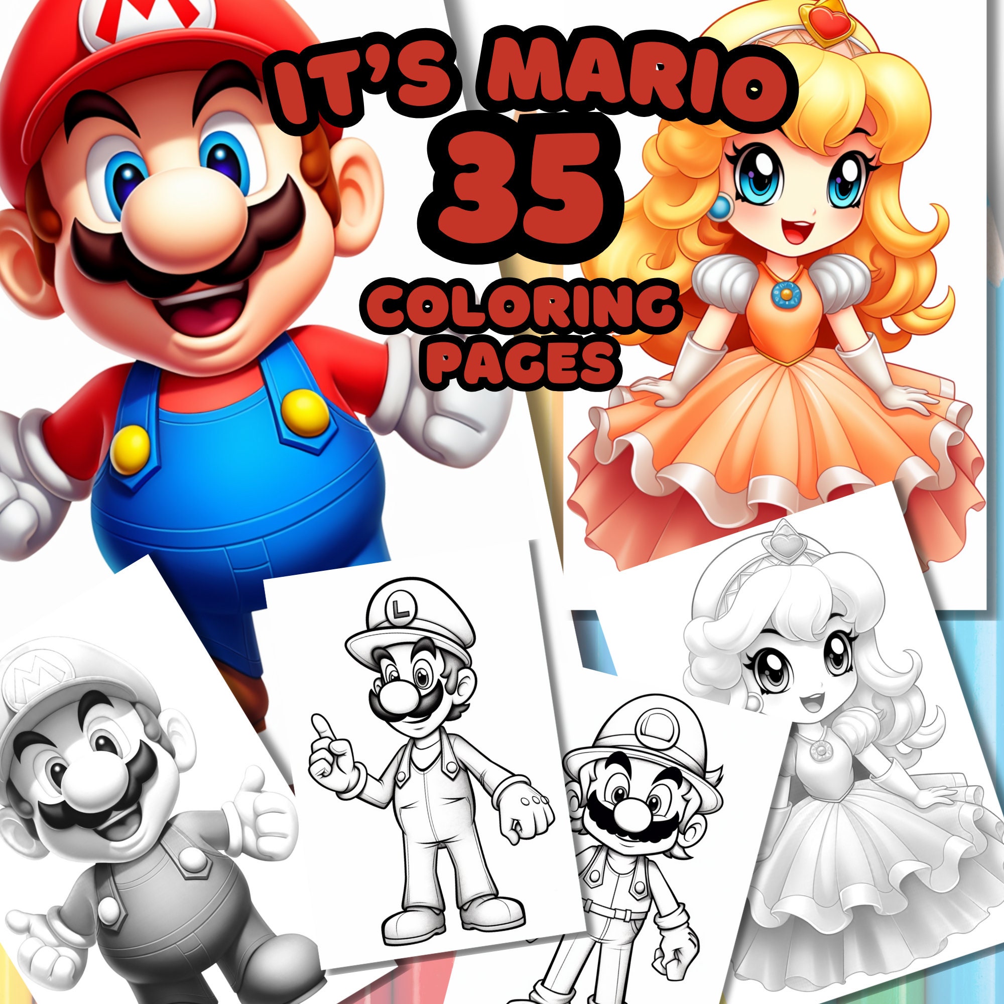 Super Mario Coloring Book: 30 Coloring Pages For Kids And Adults: For Kids  And Adults, +30 Amazing Drawings: Characters And Much More! Paperback ·  khadin · Online Store Powered by Storenvy