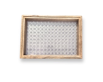 Handgewebtes Tablett | Mango Holz Serviertablett | Upcycled Tee Tablett | Handgewebtes Kaffeetablett | PET-Flaschentablett | Waste to Weben Tablett