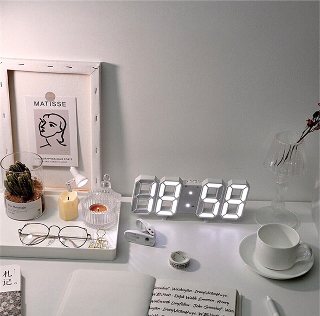 Digital 3D LED Wall Desk Alarm Clock Snooze Temperature Etsy