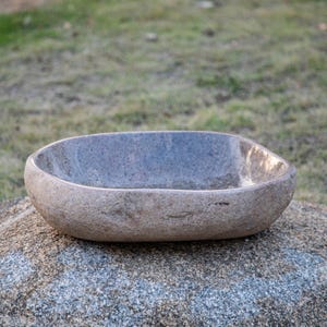 Large River Rock Birdbath, Stone Birdbath, Outdoor Garden Birdbath, Granite Birdbath With Large/Small Birdbath, Gift For Bird Lovers image 5