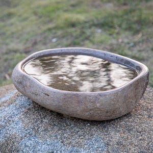 Large River Rock Birdbath, Stone Birdbath, Outdoor Garden Birdbath, Granite Birdbath With Large/Small Birdbath, Gift For Bird Lovers image 2