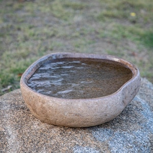 Large River Rock Birdbath, Stone Birdbath, Outdoor Garden Birdbath, Granite Birdbath With Large/Small Birdbath, Gift For Bird Lovers image 3