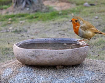 Large River Rock Birdbath, Stone Birdbath, Outdoor Garden Birdbath, Granite Birdbath With Large/Small Birdbath, Gift For Bird Lovers