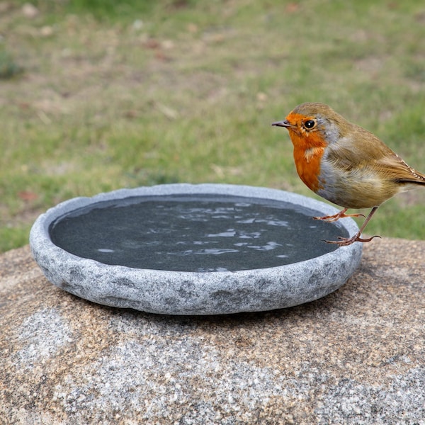 Natural stone birdbaths, birdbaths for outdoor gardens, granite bird bath, large and small birdbaths available, gifts for bird lovers
