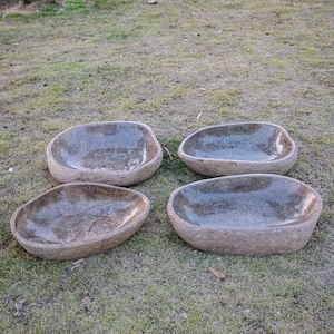 Large River Rock Birdbath, Stone Birdbath, Outdoor Garden Birdbath, Granite Birdbath With Large/Small Birdbath, Gift For Bird Lovers image 4