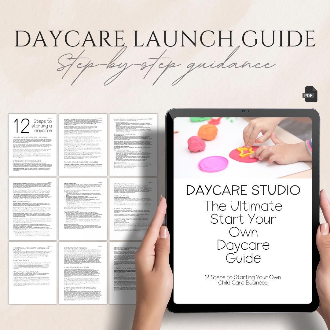 Daycare Starter Kit Preschool Launch Guide: Business Start up (PDF) - Etsy
