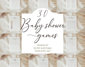 Baby Shower Games Bundle - Minimalist Gender Neutral Baby Sprinkle Activities, Printable Funny Simple Baby Shower Games