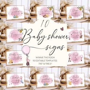 Winnie Baby Shower Girl Signs - Winnie the pooh Baby shower Welcome sign Printable Pink, Winnie the pooh baby shower sign