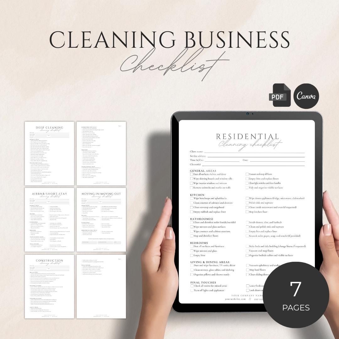 Cleaning Business Checklists (canva and PDF) - Etsy