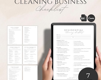 Listas de verificación para empresas de limpieza (Canva y PDF)