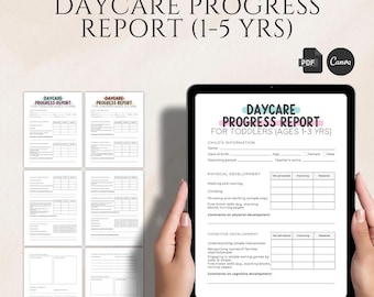 Informe de progreso para niños de 1 a 5 años: Seguimiento de hitos para guarderías y preescolares (PDF y Canva)