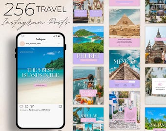 Plantillas de Instagram para agentes de viajes: paquete editable para redes sociales (Canva)