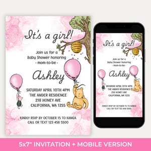 Winnie The Pooh Invitation - Winnie The Pooh Baby Shower Invitations, Winnie The Pooh Invitations Video invitation, Winnie baby shower