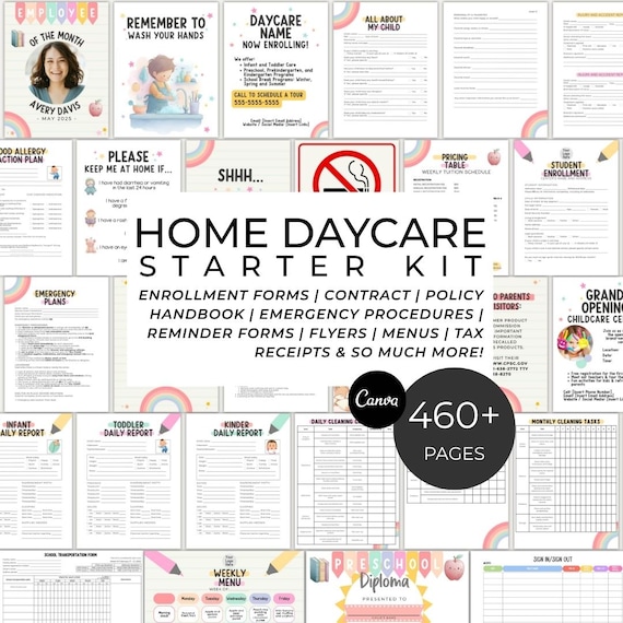 Daycare Starter Kit - Daycare Forms, Daycare Contract, Childcare Forms, Daycare Paperwork, Home Daycare Forms Package