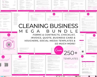 Plantillas de negocios de limpieza rosa: formularios, contratos y Canva (descarga digital)