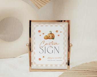 Enseigne personnalisée baby shower citrouille - lot d'enseignes personnalisées baby shower, modèle d'enseigne personnalisé baby shower petite citrouille