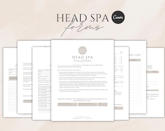 Kosmetikerin, bearbeitbare Spa-Formulare (Paket) | Canva-Vorlagen | US Letter & A4, Einverständniserklärung, Beratung, Fotofreigabe