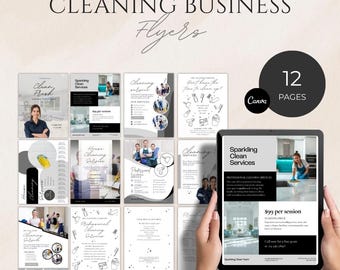 Folletos editables para empresas de limpieza (Canva)