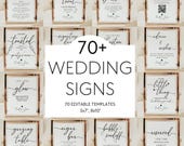 Wedding Sign Bundle, Modern Minimalist Reception Table Signs, Bridal Shower Table Signs, modern wedding set, DIY Wedding Sign, Canva