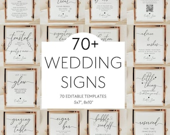 Conjunto de placas para casamento, placas modernas e minimalistas para mesa de recepção, placas para mesa de chá de panela, conjunto de casamento moderno, placa de casamento faça você mesmo, Canva