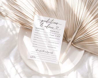 Baby Shower Game Prediction Card - Baby Predictions Advice Card, Baby Shower Activities, Minimalist, Digital Template Party Idea