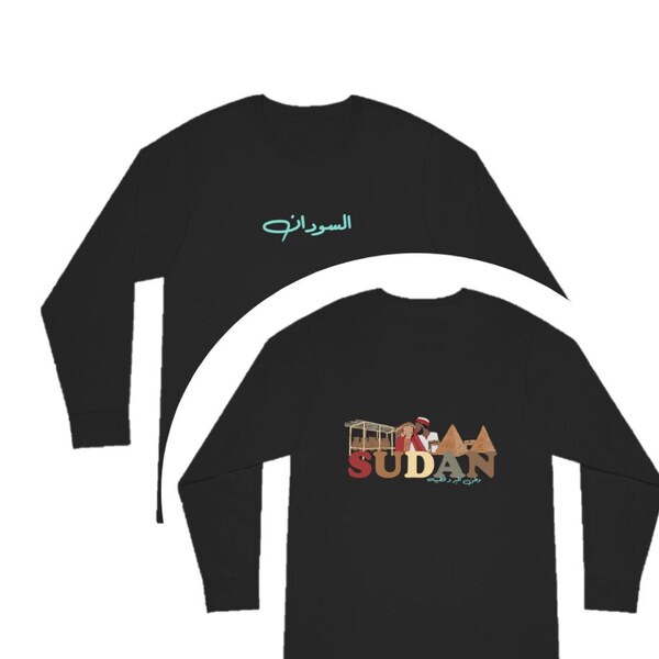 SUDAN Langarm Rundhals-T-Shirt Doppelseitiger Druck