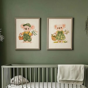 Australian Art Boys Animals Floral Art Koala Print Set Girls Nursery Decor Set of 2 Australian Animals Koala Prints
