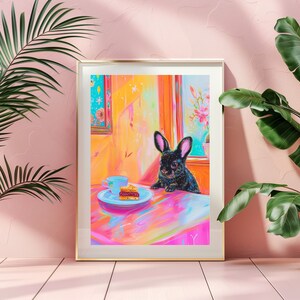 Rabbit Art Print Bunny Wall Painting Oil Painting Bunny Rabbit Art Digital Download Instant Print Cute Sandwich Painting Rabbit Print
