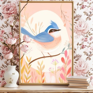 Splendid Fairy Wren Art Print Australian Native Wall Painting Pastel Aussie Native Kids Bedroom Australian Bird Wall Art Fairy Wren Nursey