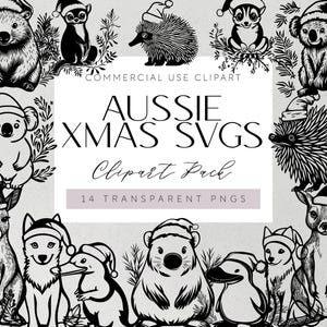 Noël Australie animaux indigènes SVG Noël kangourou australien traceur fichier Svg Koala Wombat Cricut Silhouette vinyle découpé au Laser Clipart natif