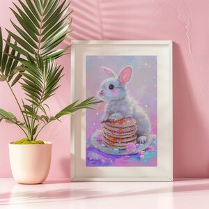 Rabbit Art Print Bunny Wall Painting Oil Painting Bunny Rabbit Art Digital Download Instant Print Cute Pancake Painting Rabbit Print