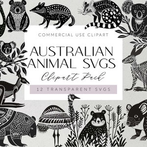 Australische Ureinwohner Tiere SVG Aussie Känguru Plotterdatei svg Koala Wombat Cricut Silhouette Vinyl Laser Schnitt Native Clipart