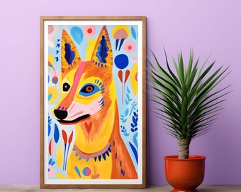 Dingo Art Print Australian Native Wall Painting Contemporary Aussie Art Native Australian Animal Wall Art