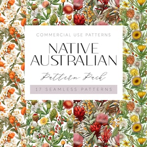 Australian Native Flowers Seamless Pattern PNG Aussie Floral Native Pattern Native Background Aussie Native Digital Paper Scrapbooking
