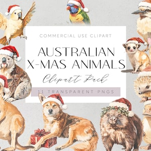 Weihnachten Australier Ureinwohner Tiere Clipart Aussie Känguru Illustrationen Aquarell Australian Xmas Koala Art Aussie Wombat Scrapbooking