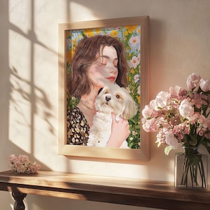 Custom Pet and Owner Portrait Pet Illustration Portrait Pet and Owner Illustration Human and Pet Portrait Rabbit Custom Art Guinea Pig Art