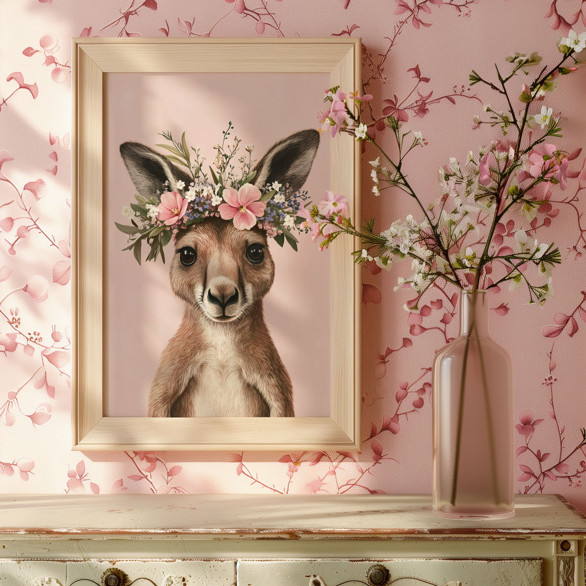 Australian Art Baby Animals Art Print Set Flower Crown Nursery Decor ...