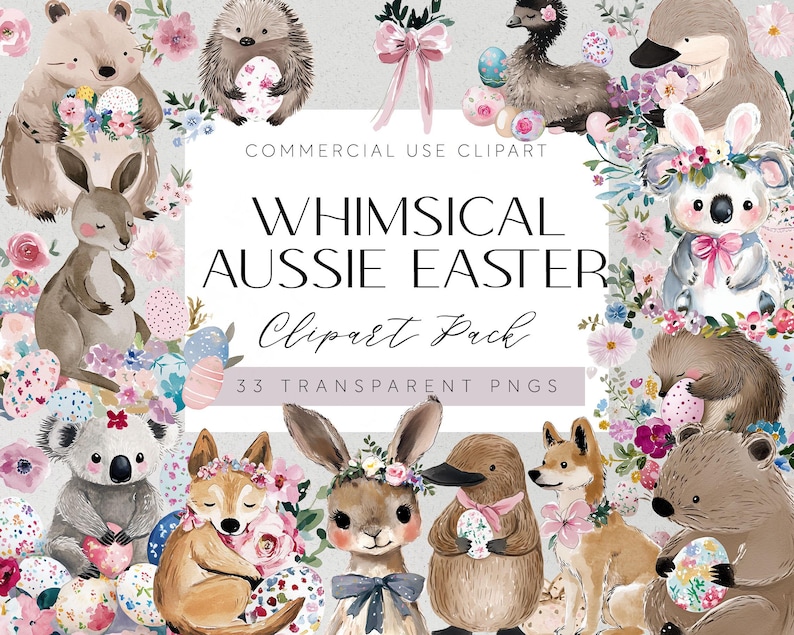 Easter Australian Native Animals Clipart Aussie Kangaroo Illustrations ...